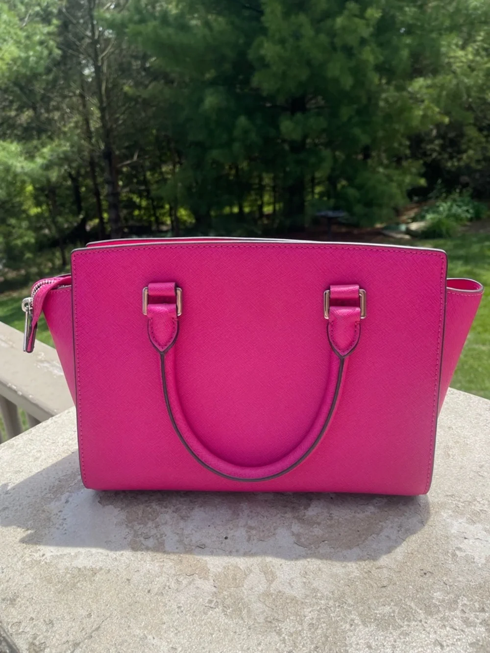 Michael Kors Selma Saffiano Pink Leather Medium Satchel Bag